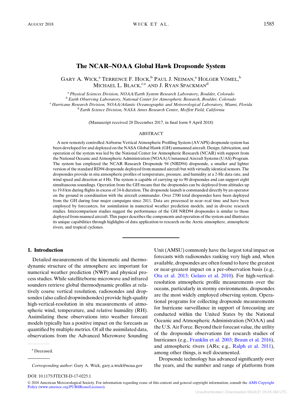 The NCAR–NOAA Global Hawk Dropsonde System