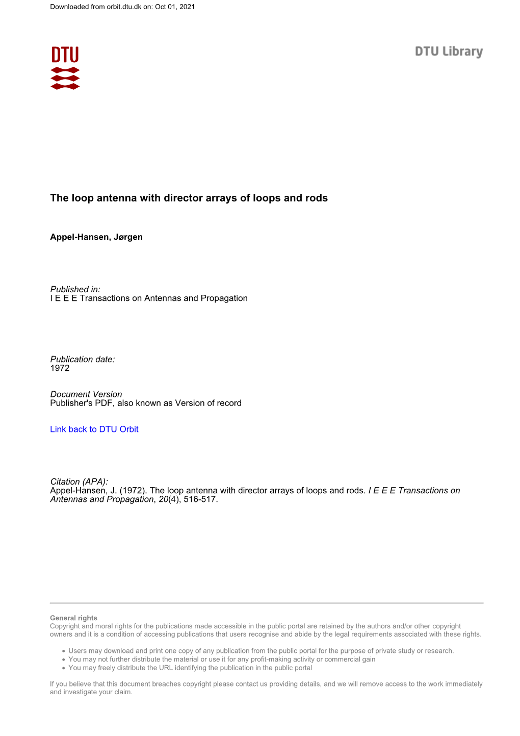 The Loop Antenna with Director Arrays of Loops and Rods