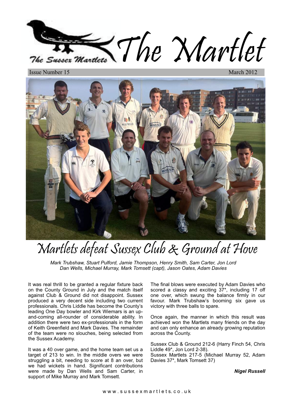 Martlets Defeat Sussex Club & Ground at Hove