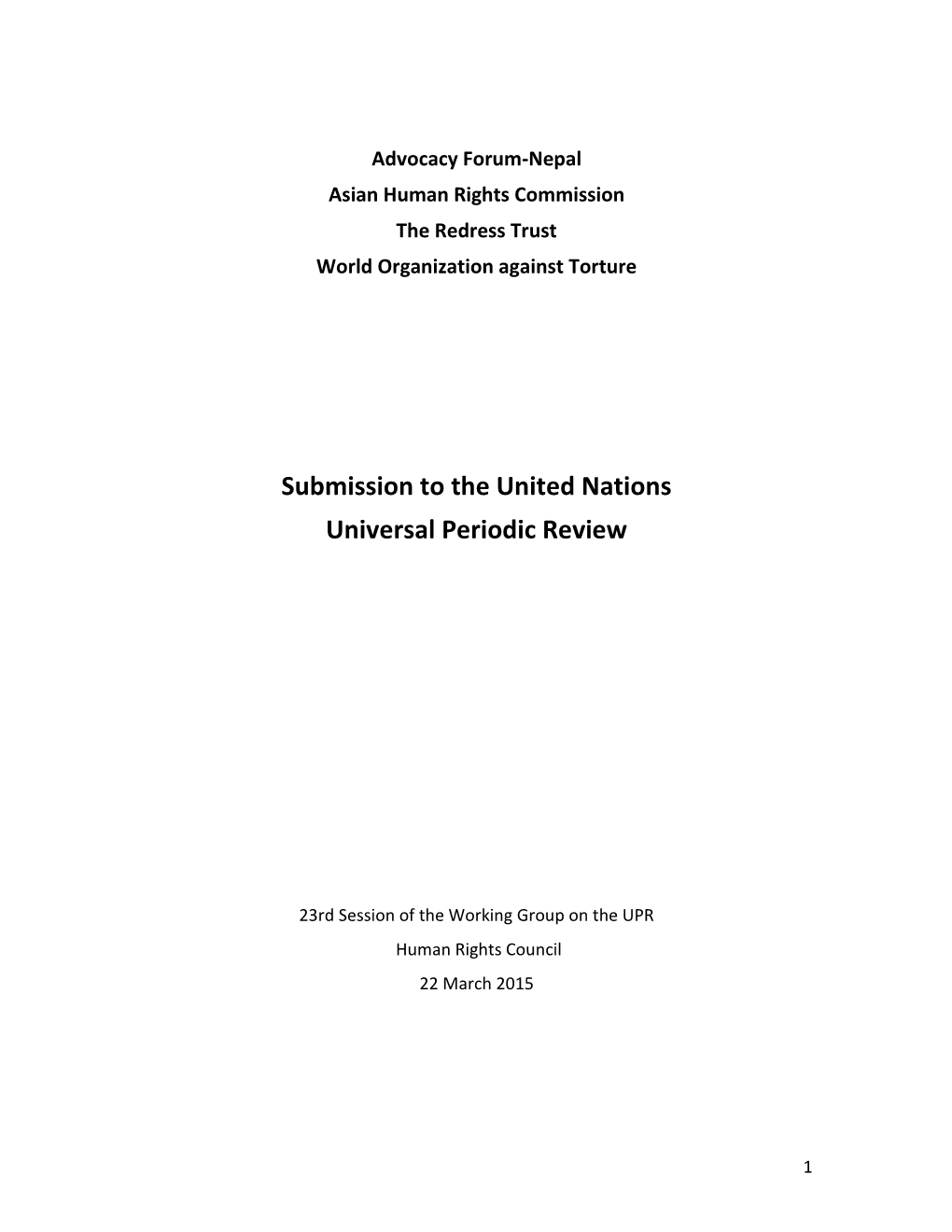 Submission to the United Nations Universal Periodic Review