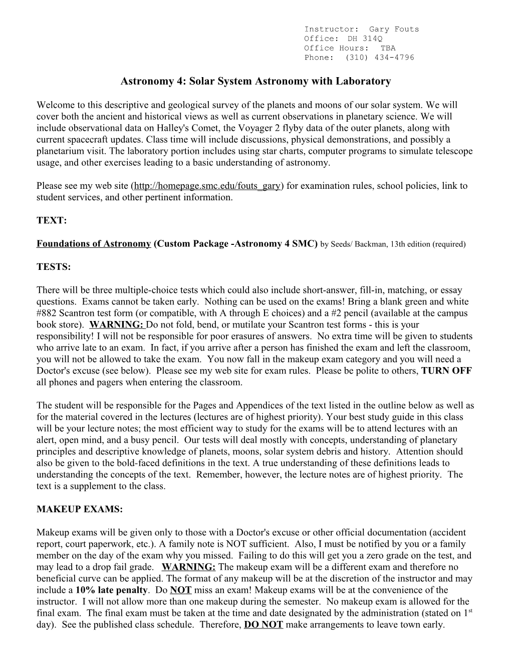 Astronomy 4: Solar System Astronomy with Laboratory