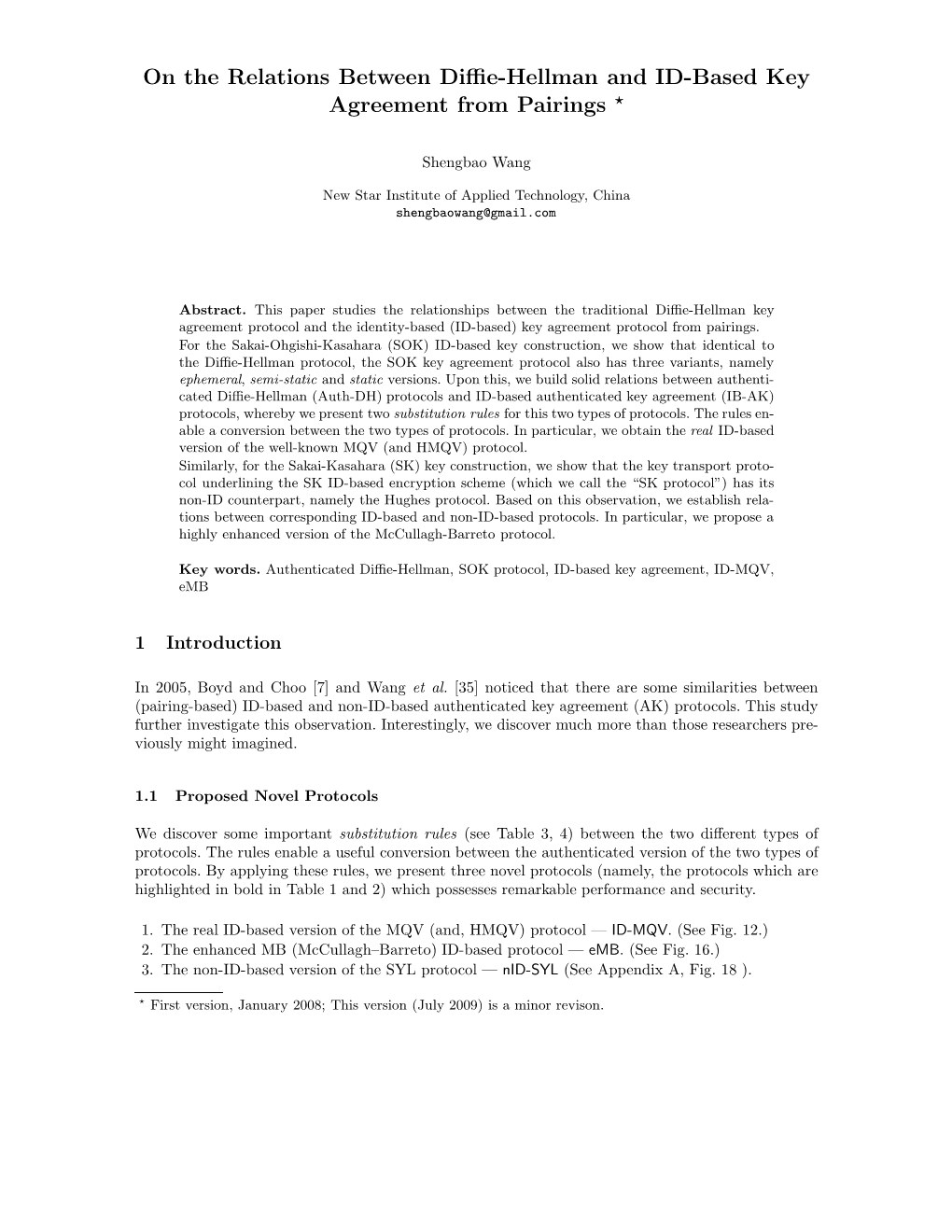 On the Relations Between Diffie-Hellman and ID-Based Key