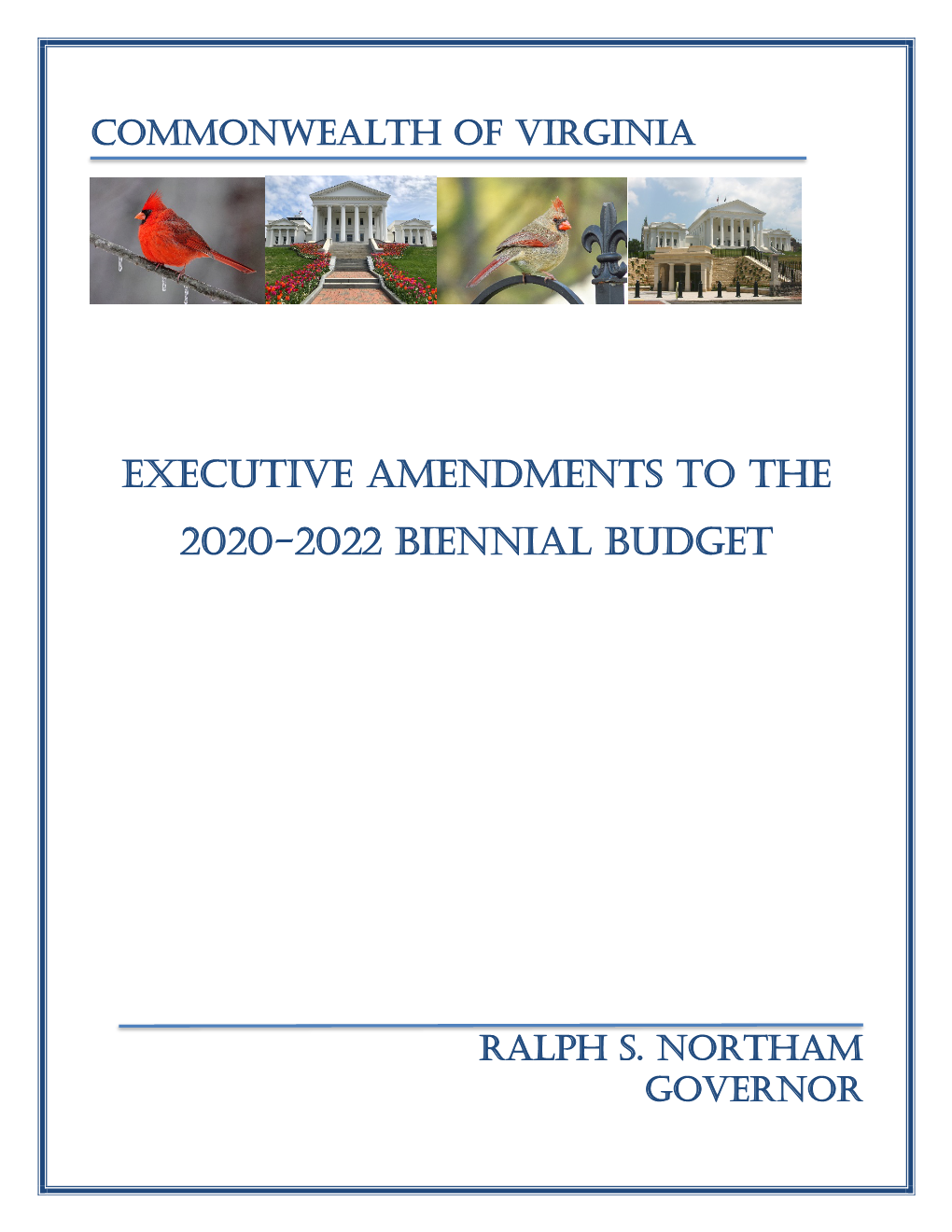 Executive Amendments to the 2020-2022 Biennial Budget