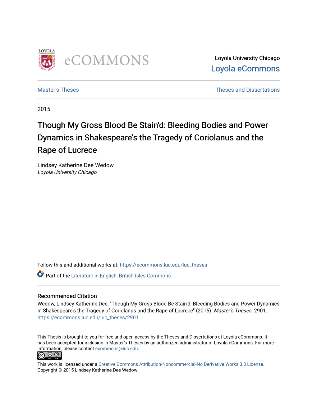 Bleeding Bodies and Power Dynamics in Shakespeare's the Tragedy of Coriolanus and the Rape of Lucrece