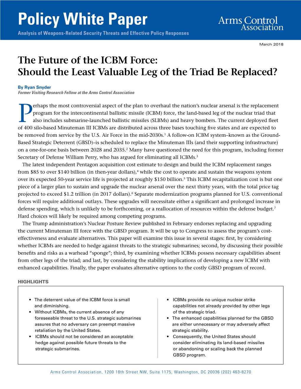 Policy White Paper Analysis of Weapons-Related Security Threats and Effective Policy Responses