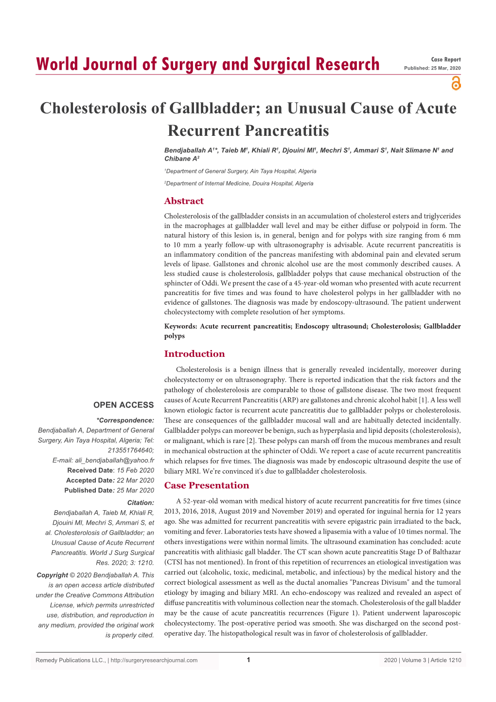 Cholesterolosis of Gallbladder; an Unusual Cause of Acute Recurrent Pancreatitis