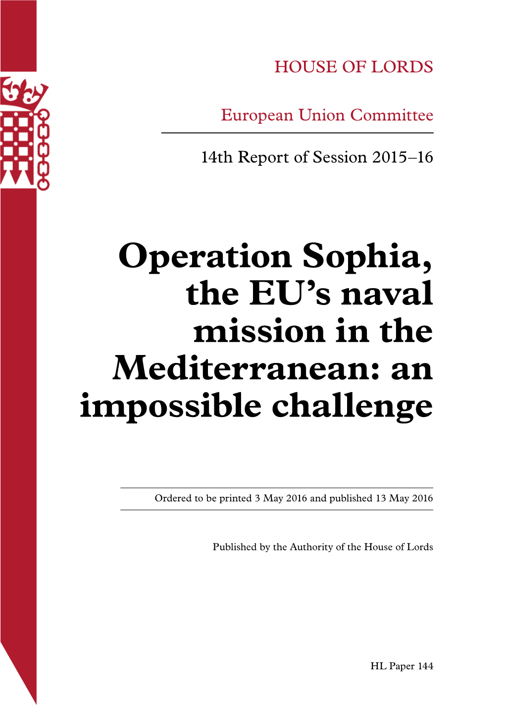 Operation Sophia, the EU's Naval Mission