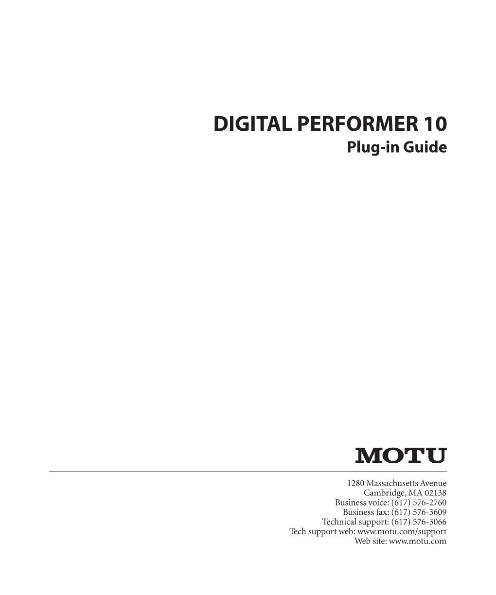 Digital Performer Plug-Ins Guide