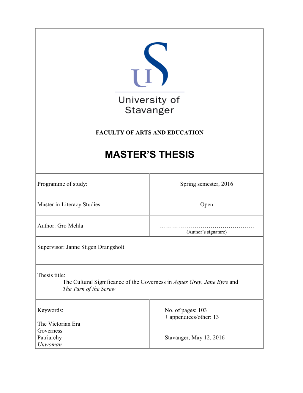 Master's Thesis