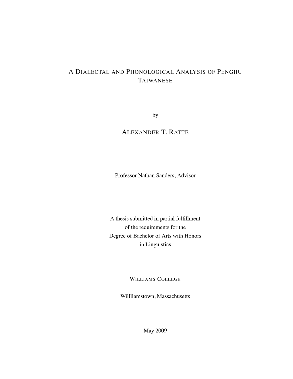 A Dialectal and Phonological Analysis of the Penghu