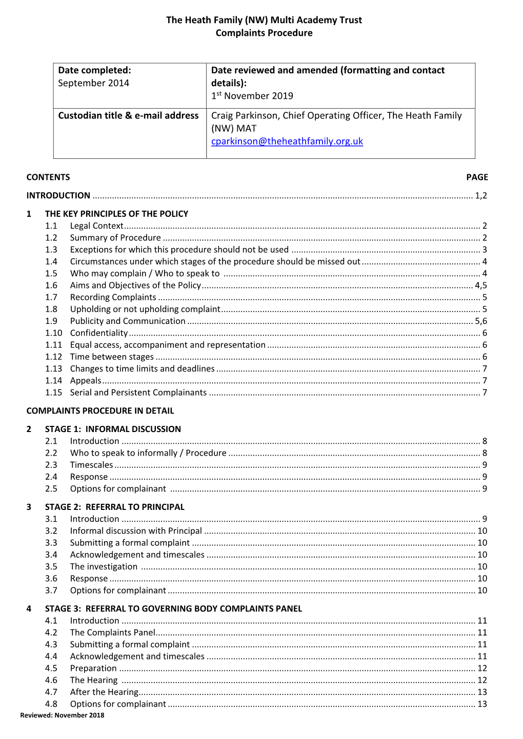 Complaints Procedure MAT Policy