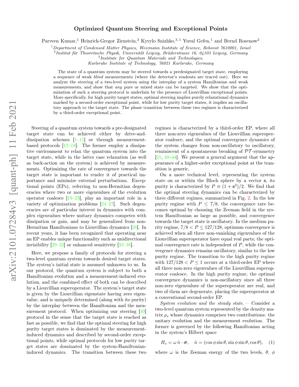 Optimized Quantum Steering and Exceptional Points