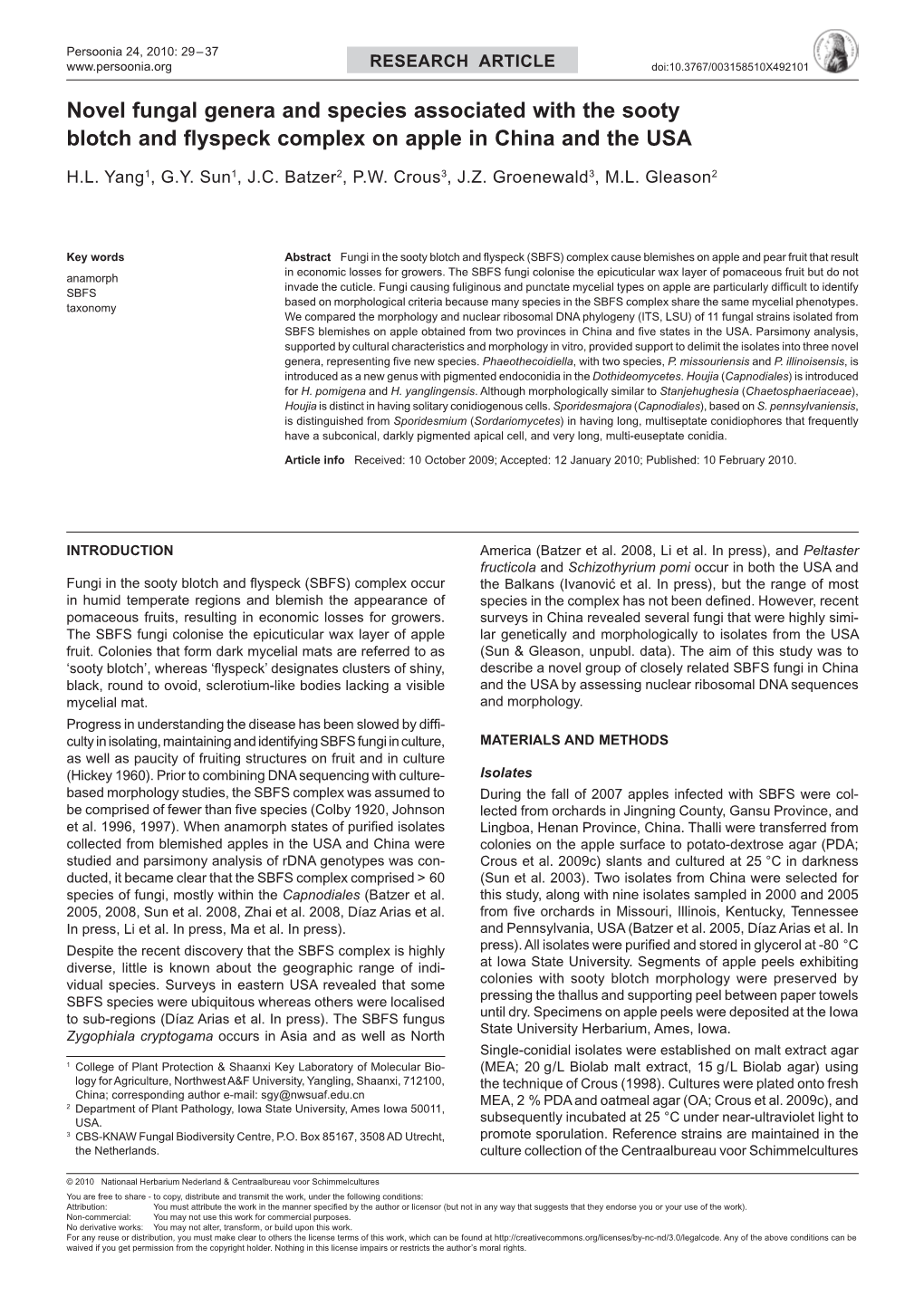 Novel Fungal Genera and Species Associated with the Sooty Blotch and Flyspeck Complex on Apple in China and the USA