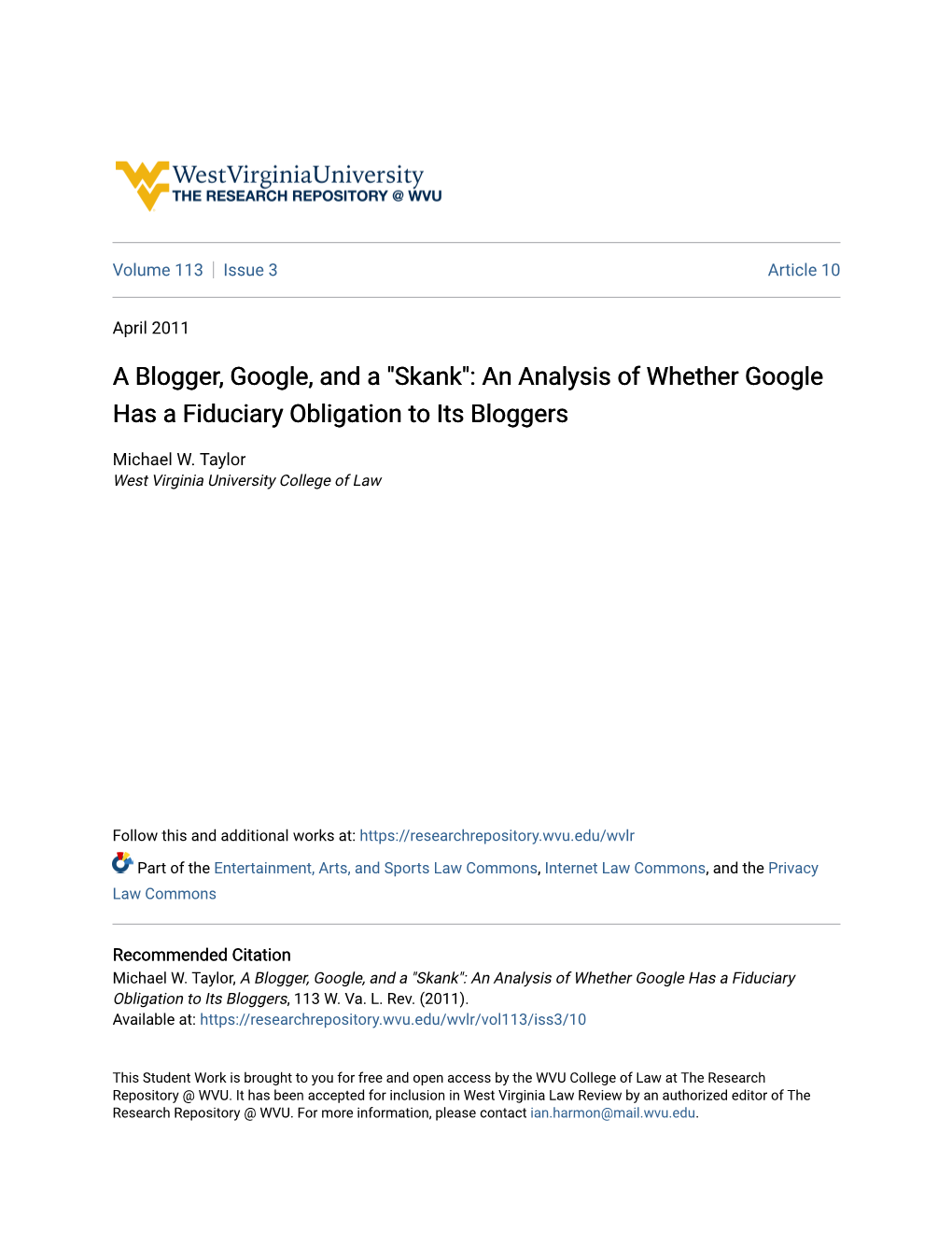 A Blogger, Google, and a 