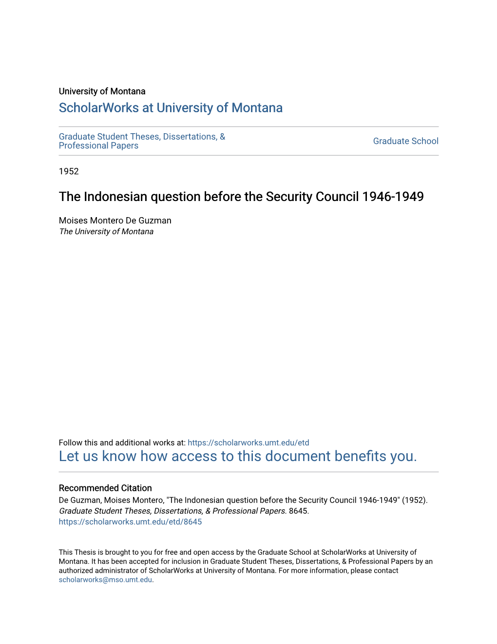 The Indonesian Question Before the Security Council 1946-1949