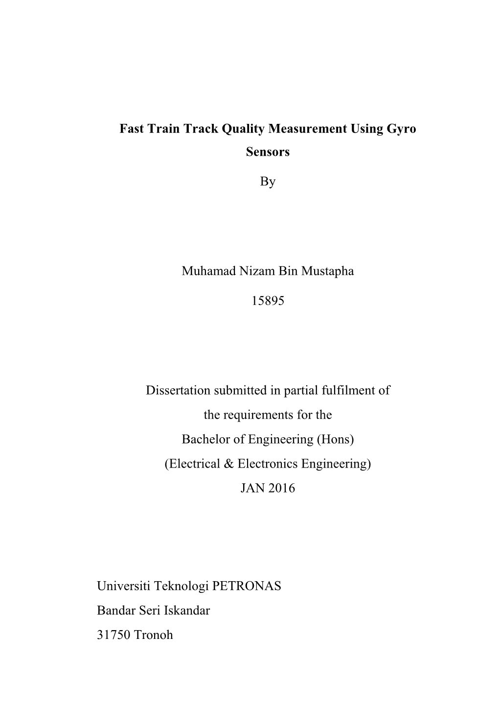 Fast Train Track Quality Measurement Using Gyro Sensors