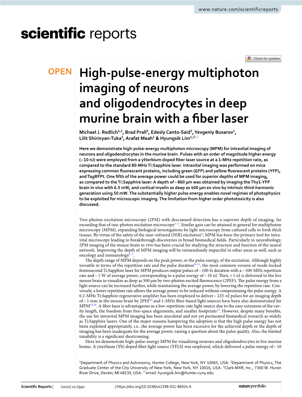 High-Pulse-Energy Multiphoton Imaging of Neurons and Oligodendrocytes in Deep Murine Brain with a Fiber Laser