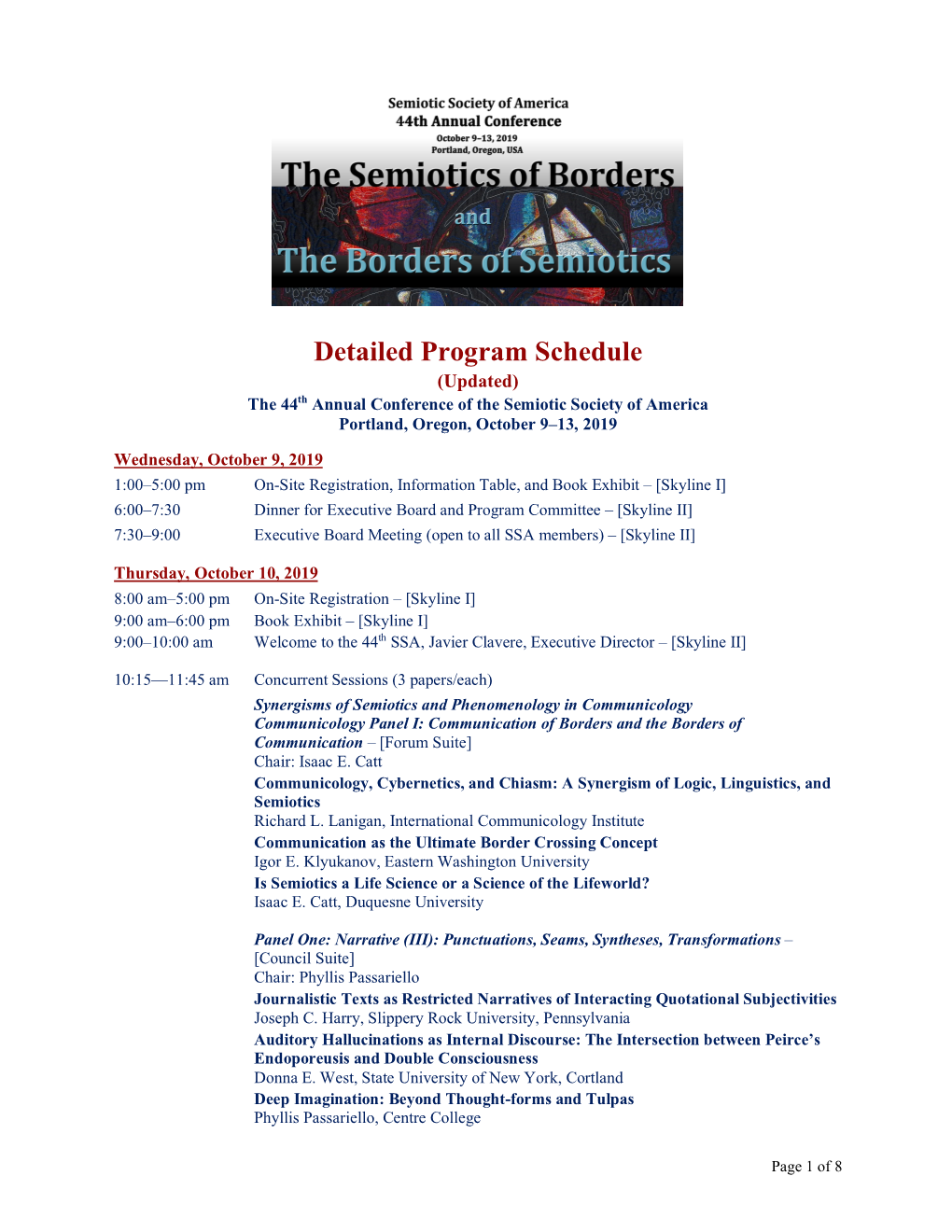 44Th SSA Detailed Program Schedule (Updated)