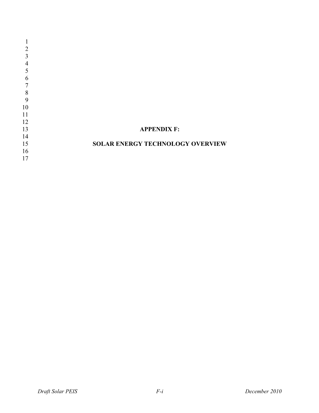 Appendix F: Solar Energy Technology Overview