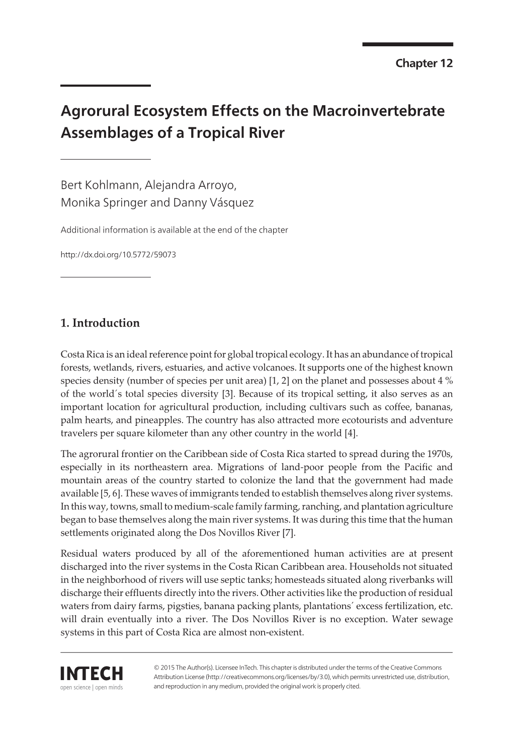 Agrorural Ecosystem Effects on the Macroinvertebrate Assemblages of a Tropical River