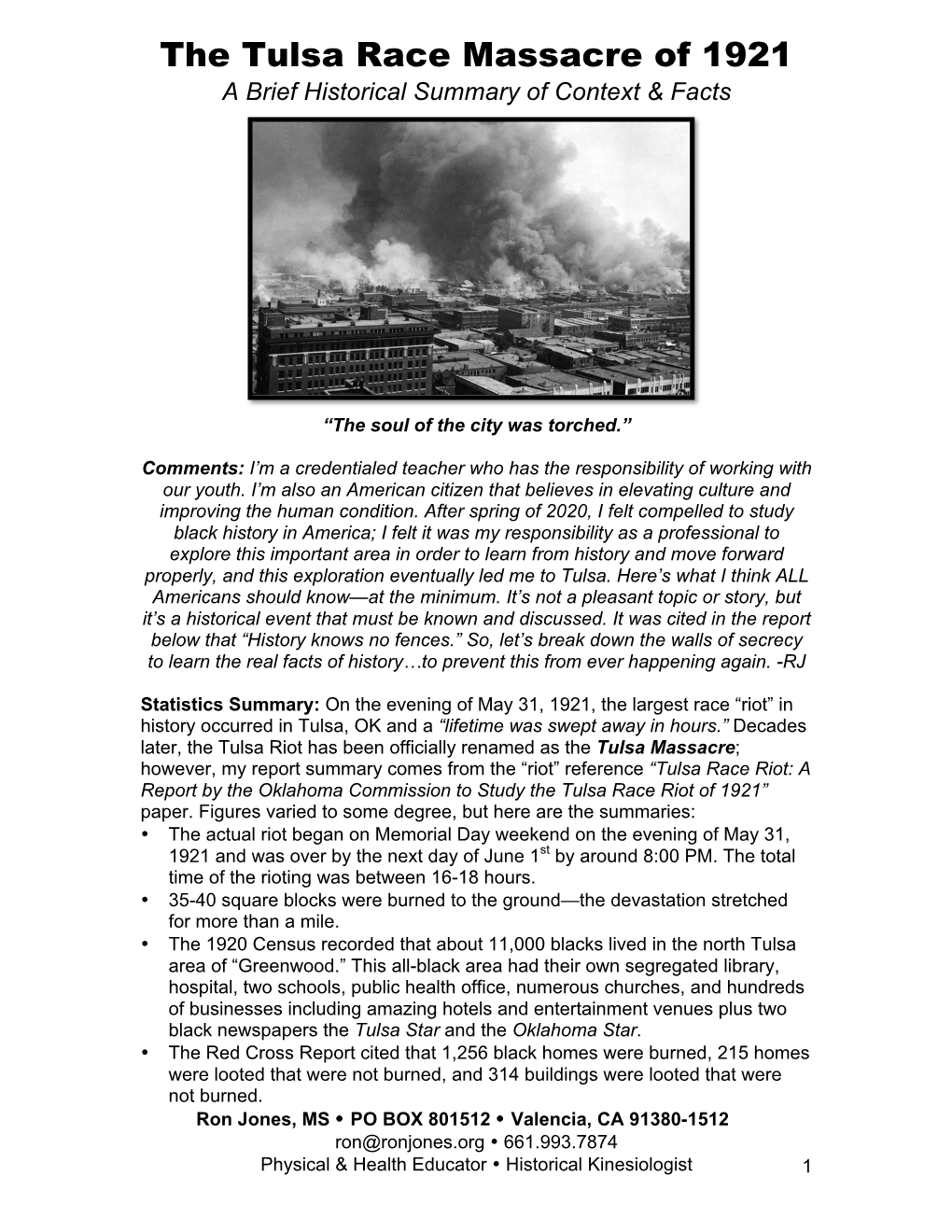 The Tulsa Race Massacre of 1921 a Brief Historical Summary of Context & Facts