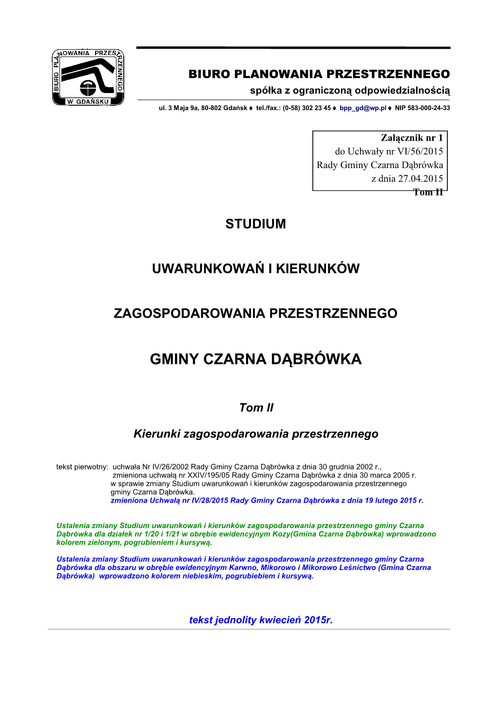 Gminy Czarna Dąbrówka Kształtowa Ć Si Ę Mo Ŝe Nast Ępuj Ąco