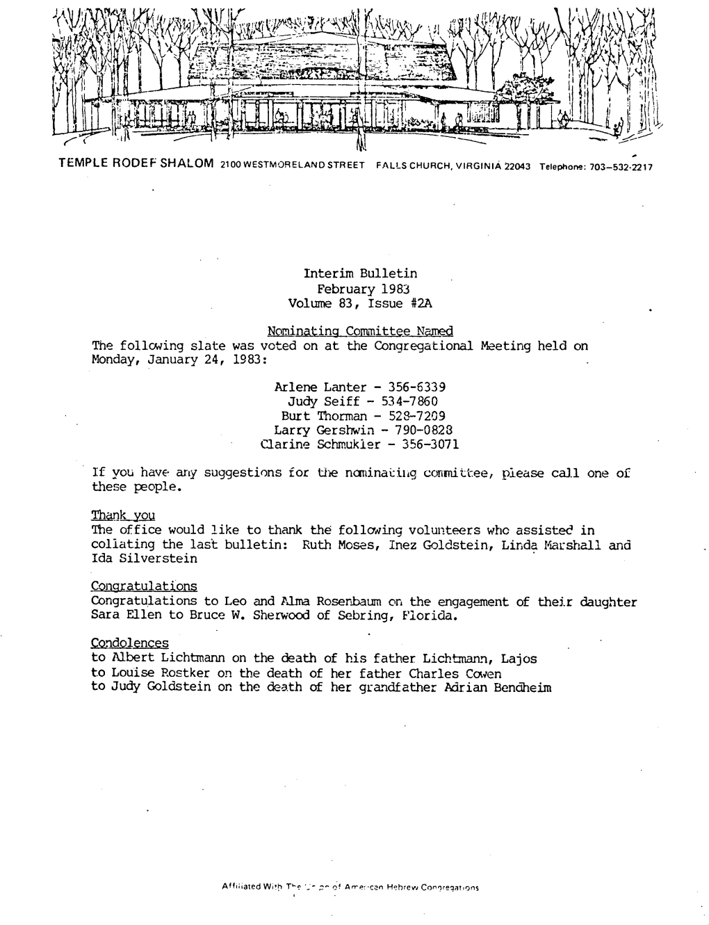 Interim Bulletin February 1983 Volume 83, Issue #2A Nominating