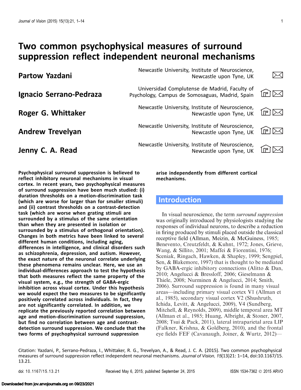 Two Common Psychophysical Measures Of