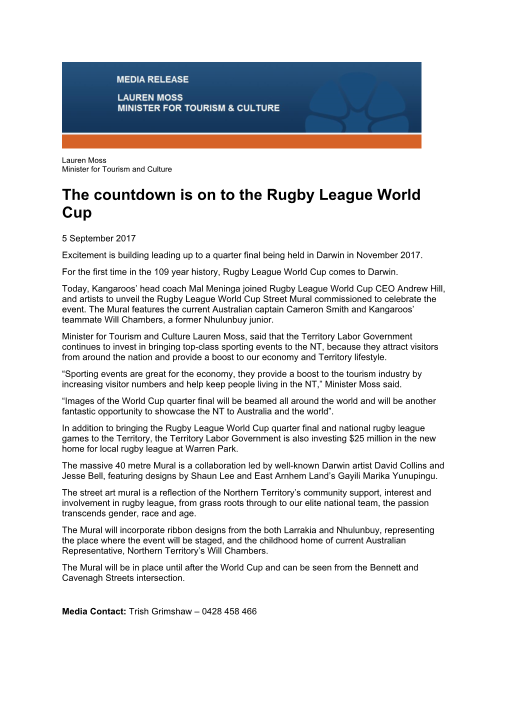 The Countdown Is on to the Rugby League World Cup