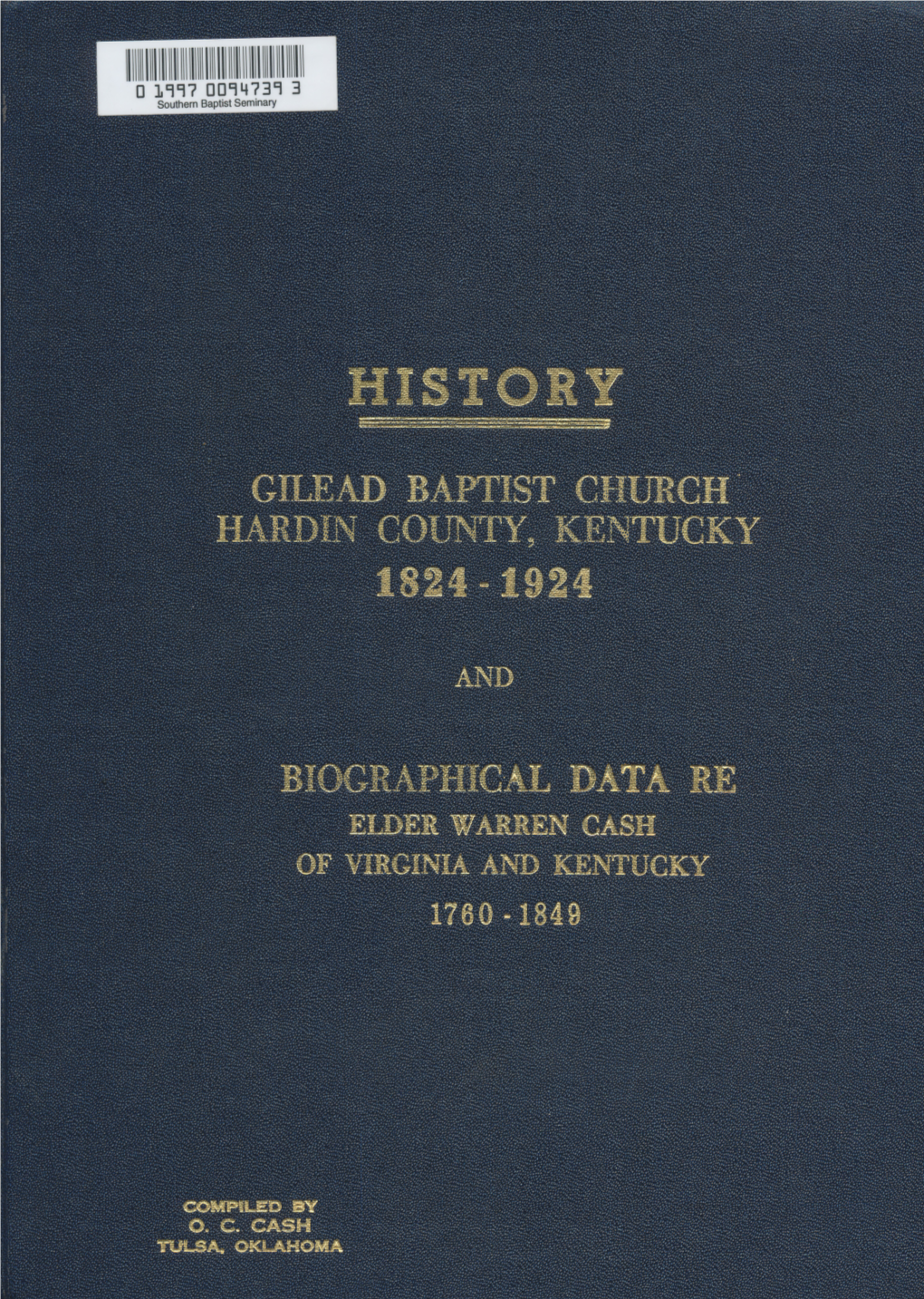 Gilead Baptist Church History-OCR.Pdf (13.75Mb)