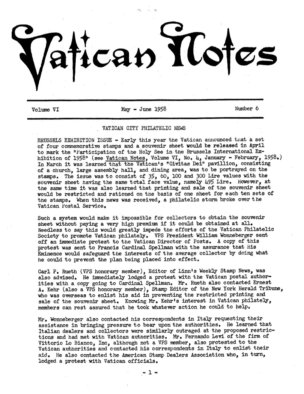 Vatican Notes