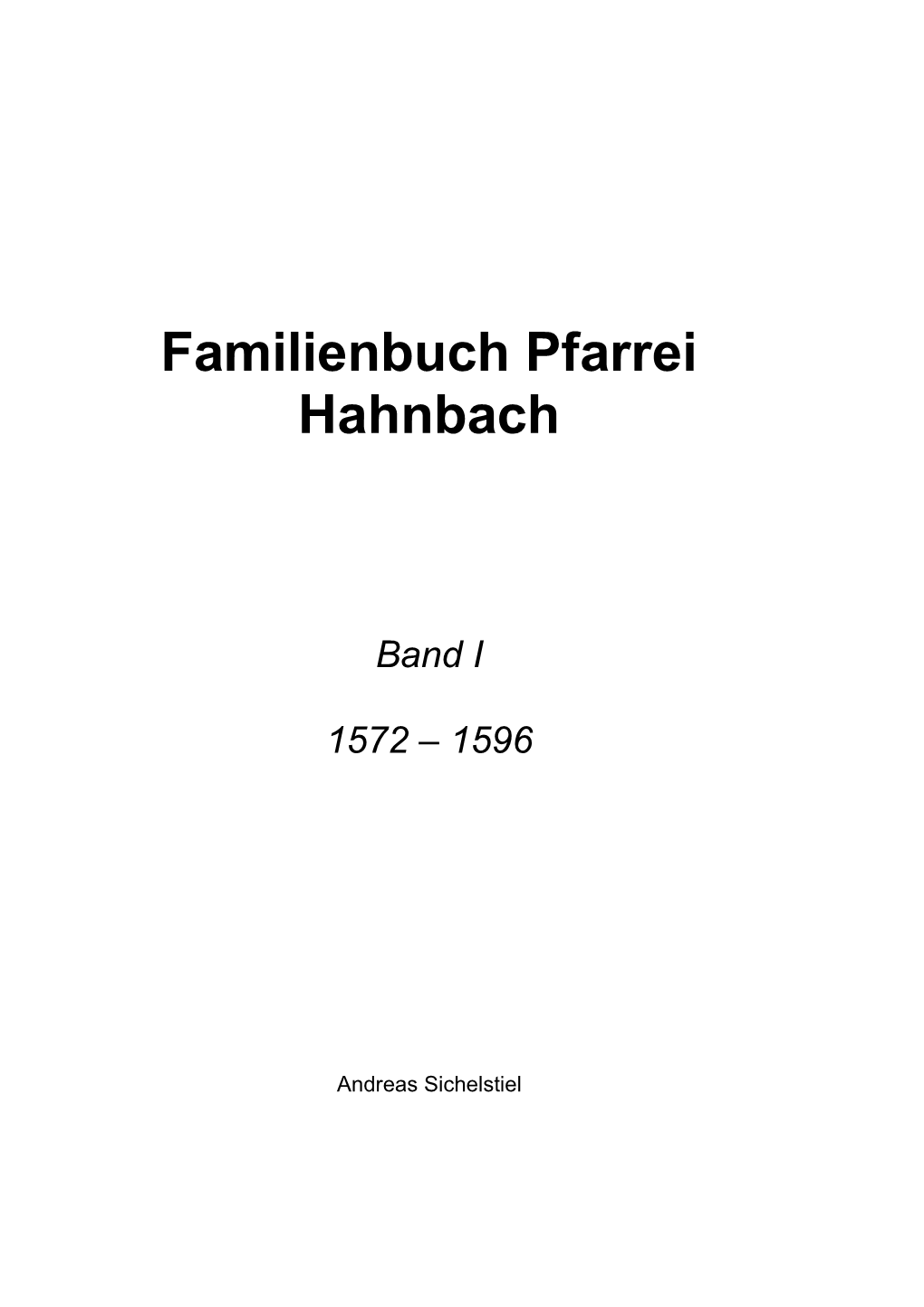 Familienbuch Pfarrei Hahnbach