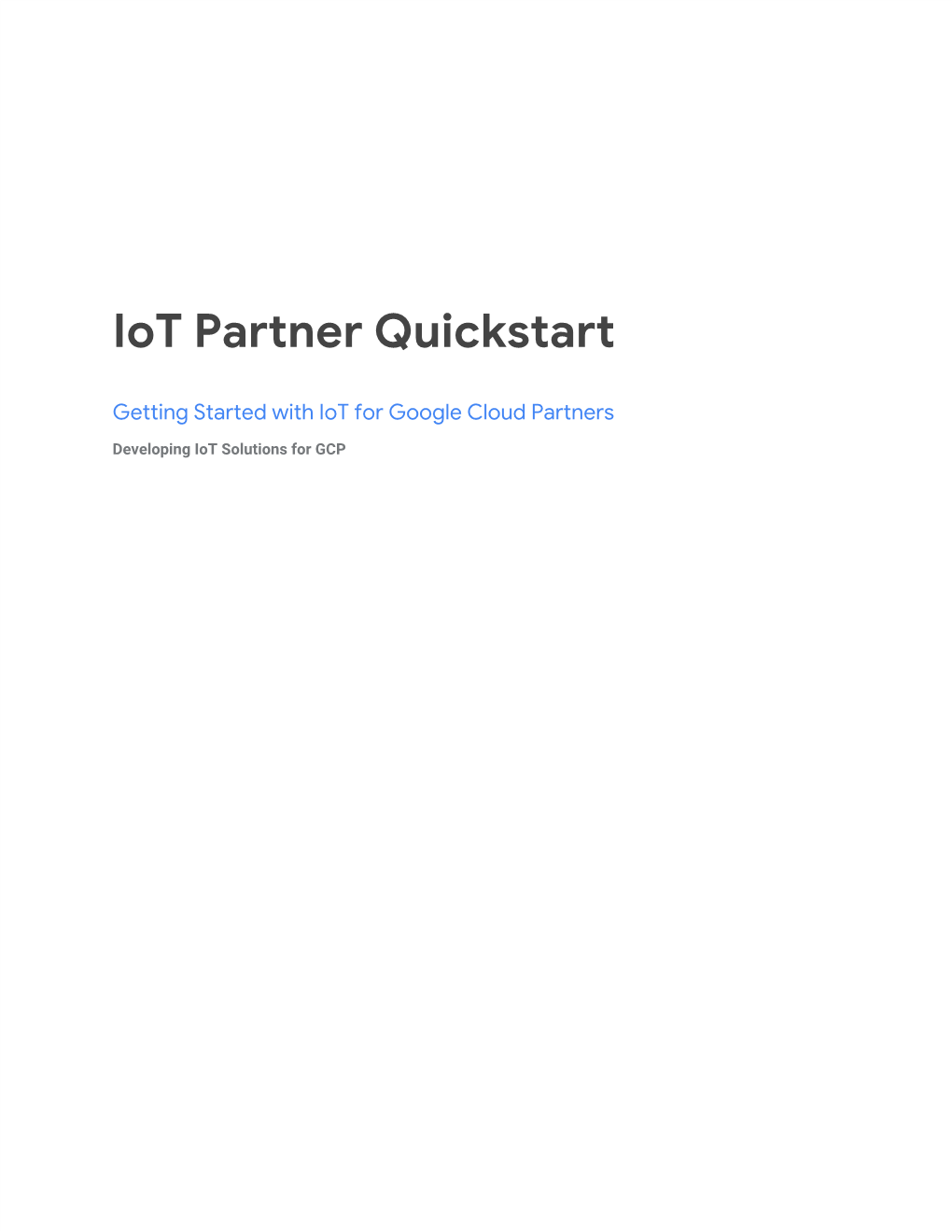 Iot Partner Quickstart