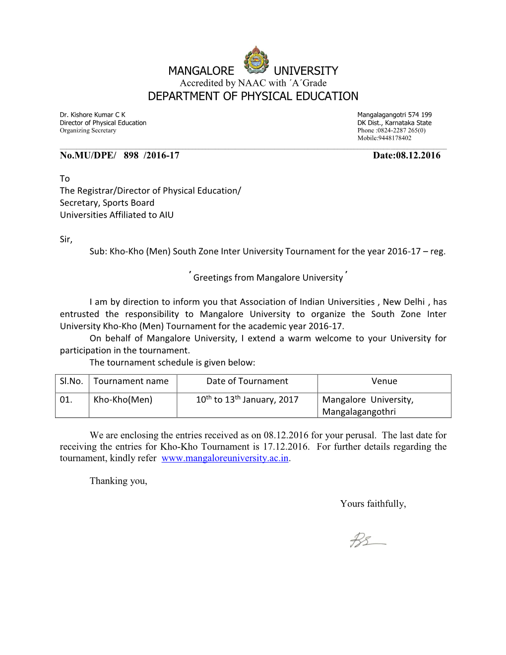 Department of Physical Education