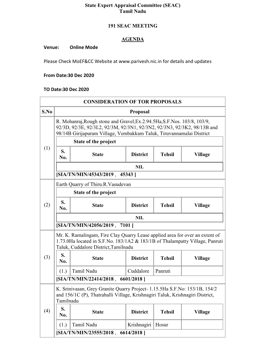 Tamil Nadu 191 SEAC MEETING