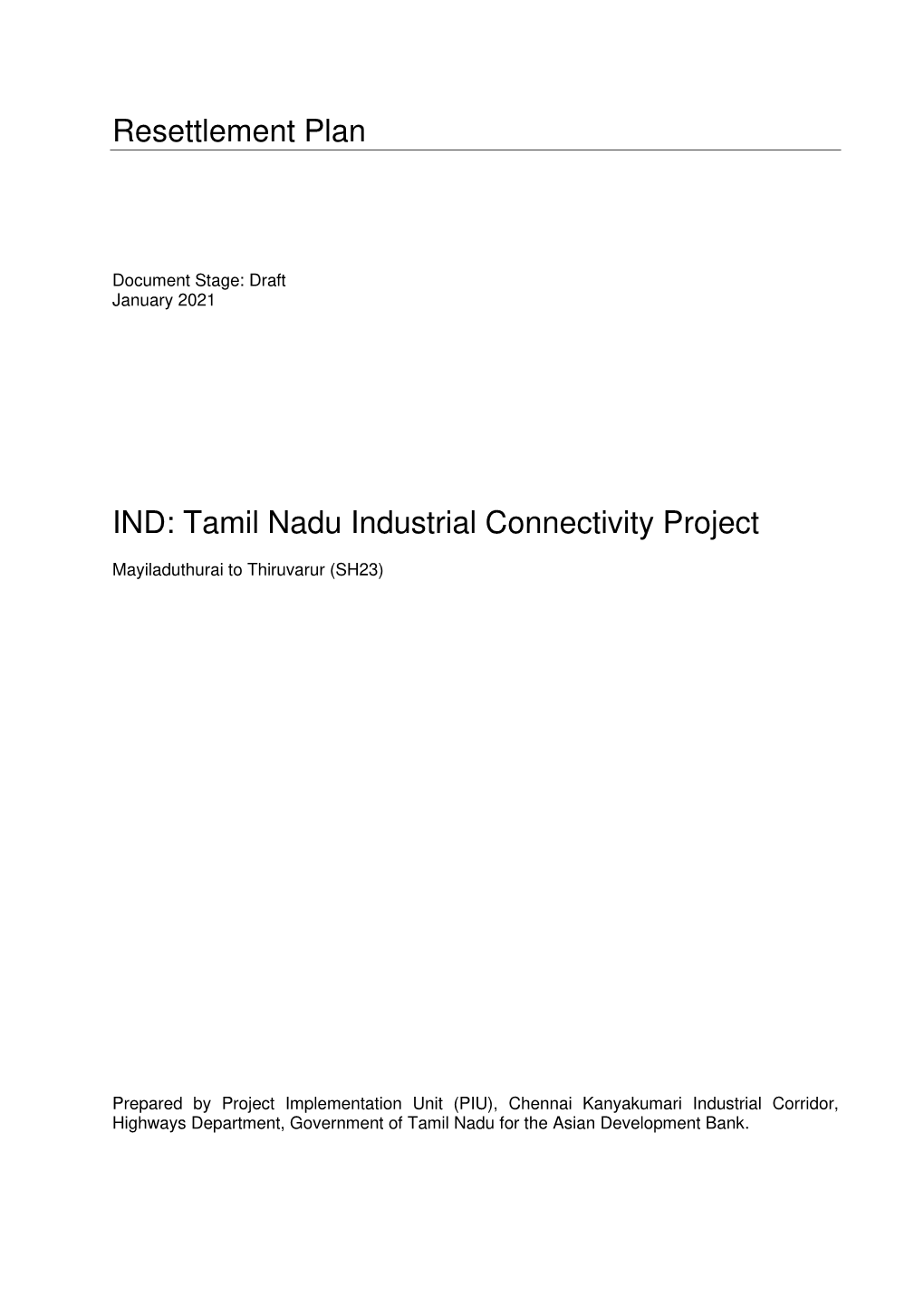 Tamil Nadu Industrial Connectivity Project: Mayiladuthurai to Thiruvarur