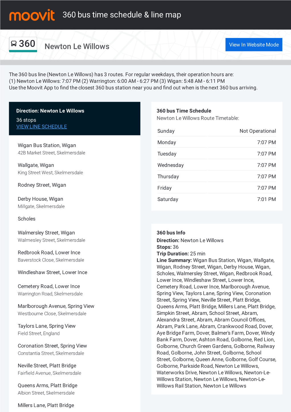 360 Bus Time Schedule & Line Route