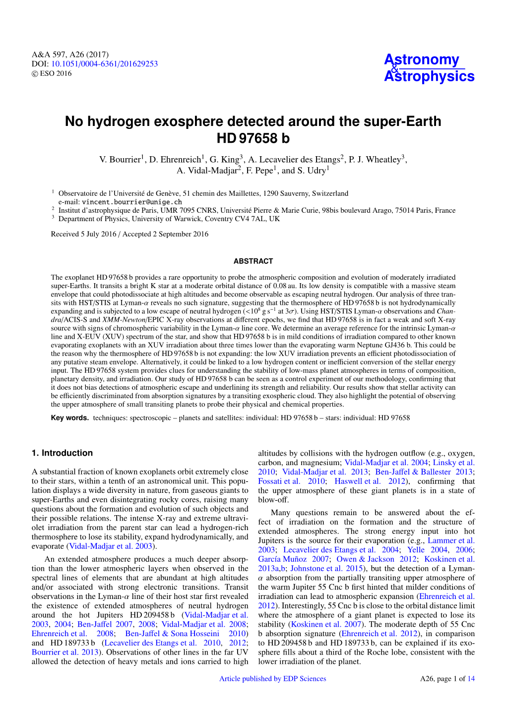 No Hydrogen Exosphere Detected Around the Super-Earth HD 97658 B V