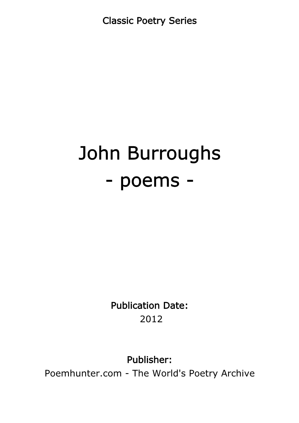 John Burroughs - Poems