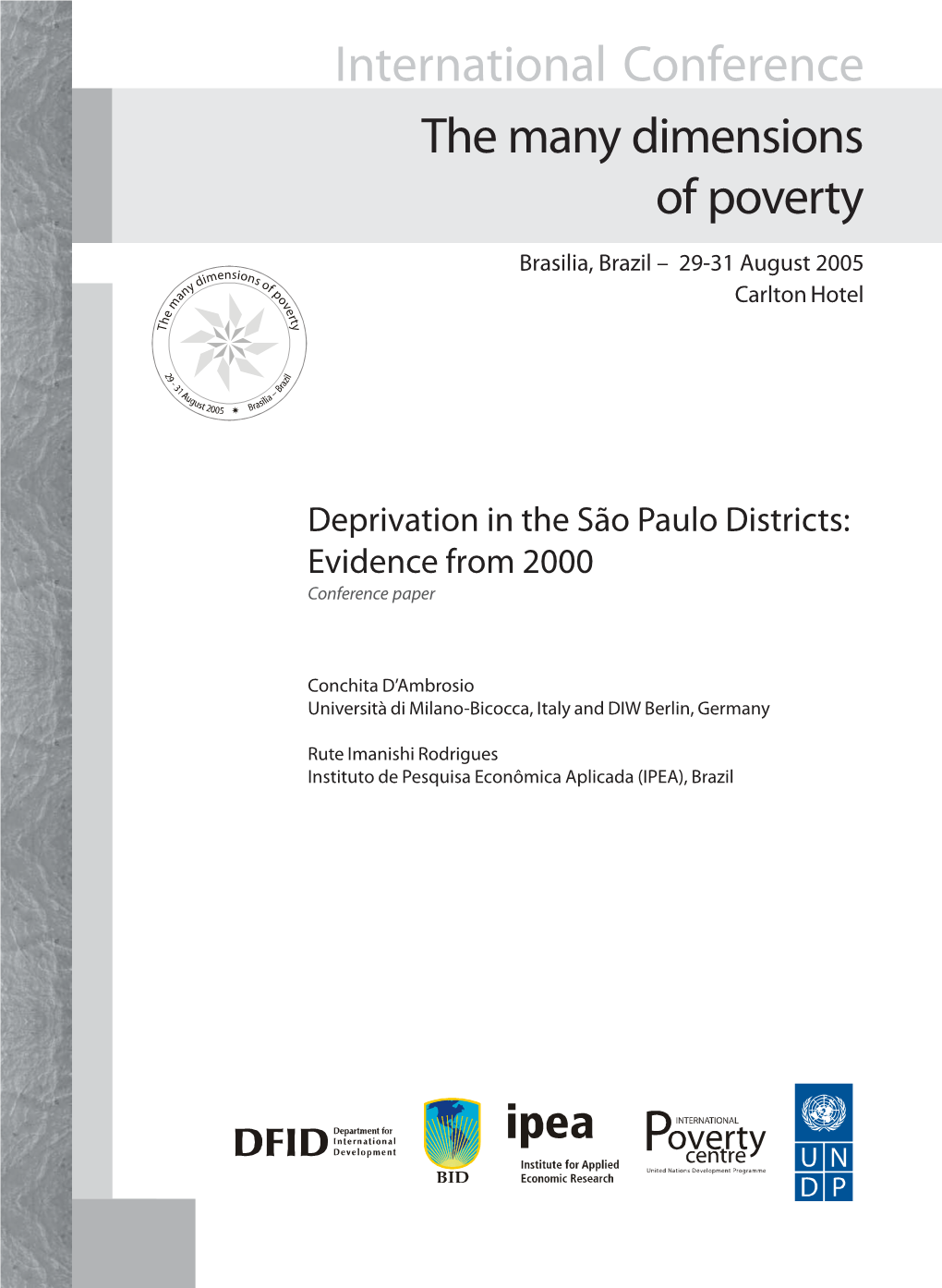 International Conference the Many Dimensions of Poverty