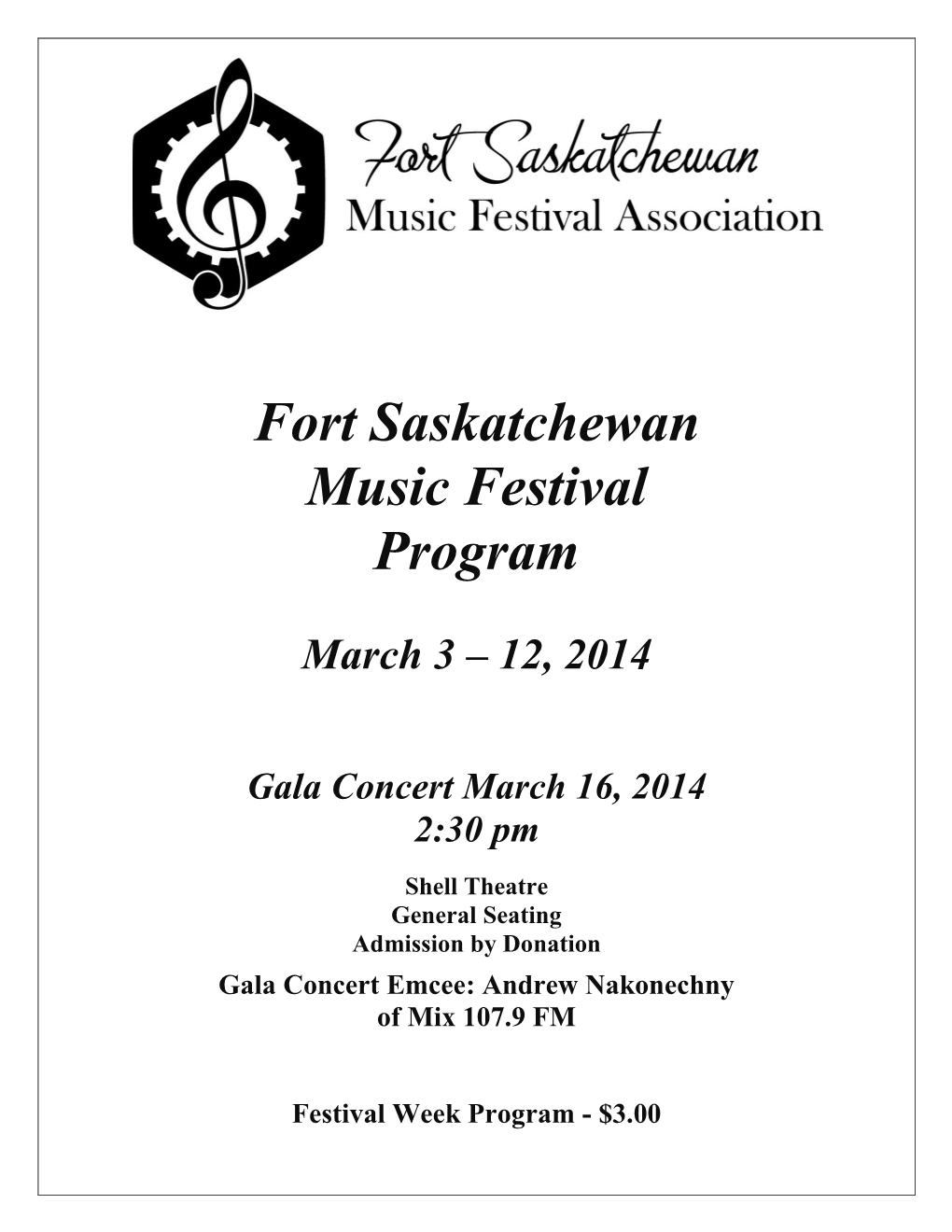 Fort Saskatchewan Music Festival Program