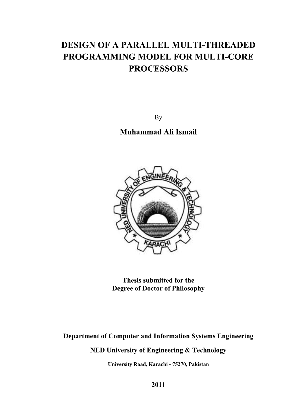 Design of a Parallel Multi-Threaded Programming Model for Multi-Core Processors