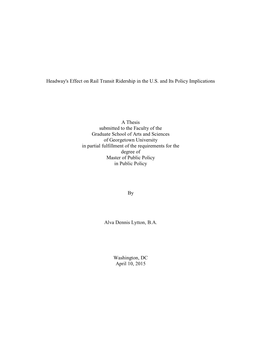 Headway's Effect on Rail Transit Ridership in the U.S. and Its Policy Implications