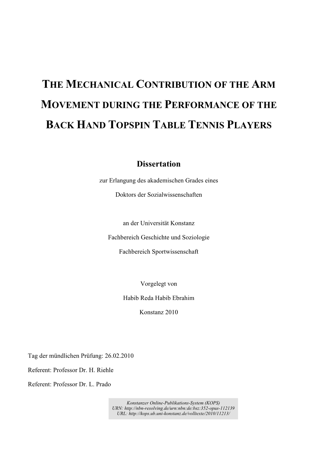 The Mechanical Contribution of the Arm Movement During The