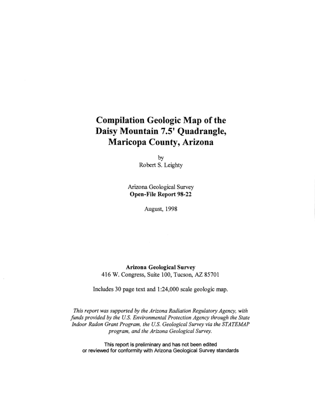 Compilation Geologic Map of the Daisy Mountain 7.5' Quadrangle, Maricopa County, Arizona