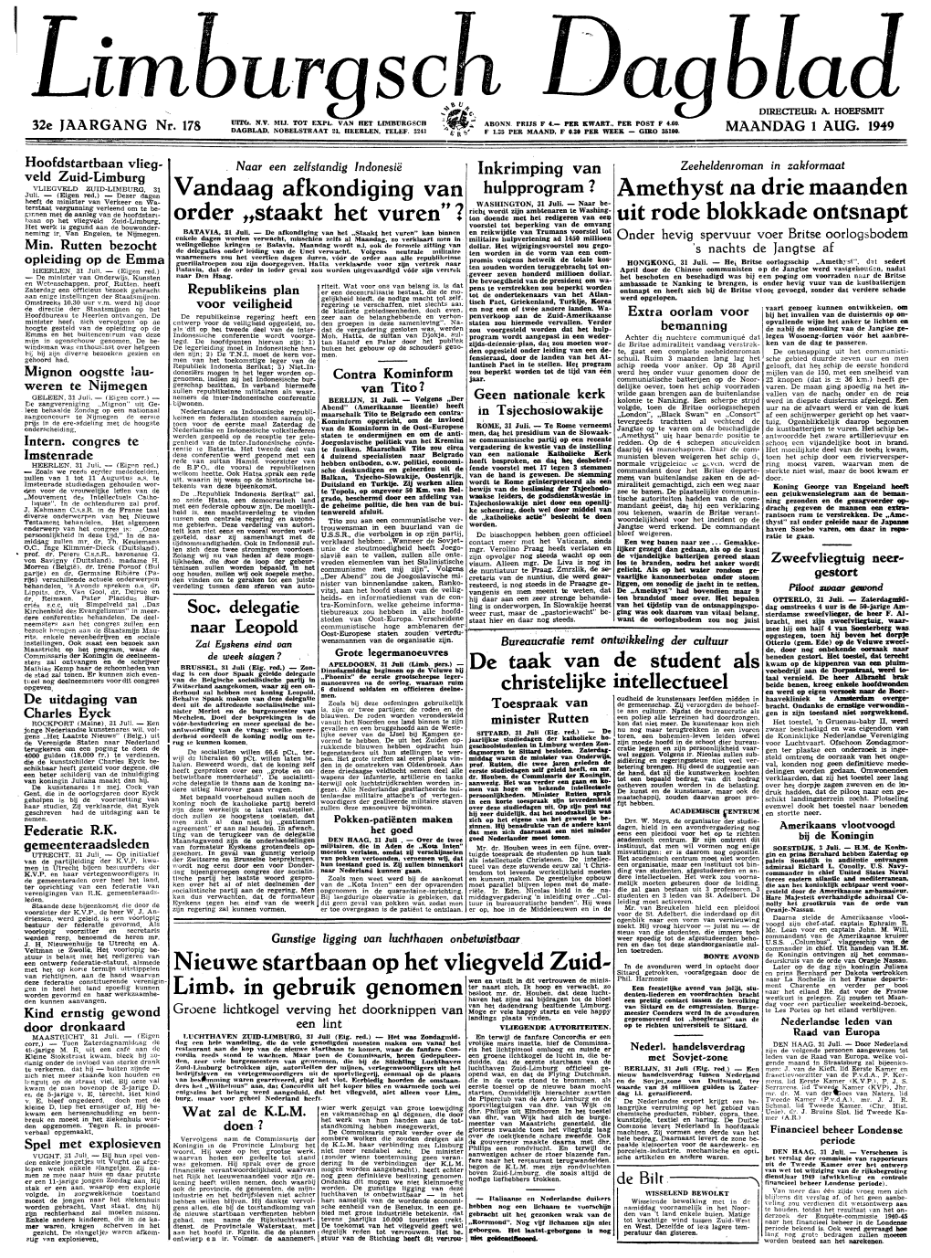 Limburgsch Dagblad Van Maandag 1 Augustus 1949