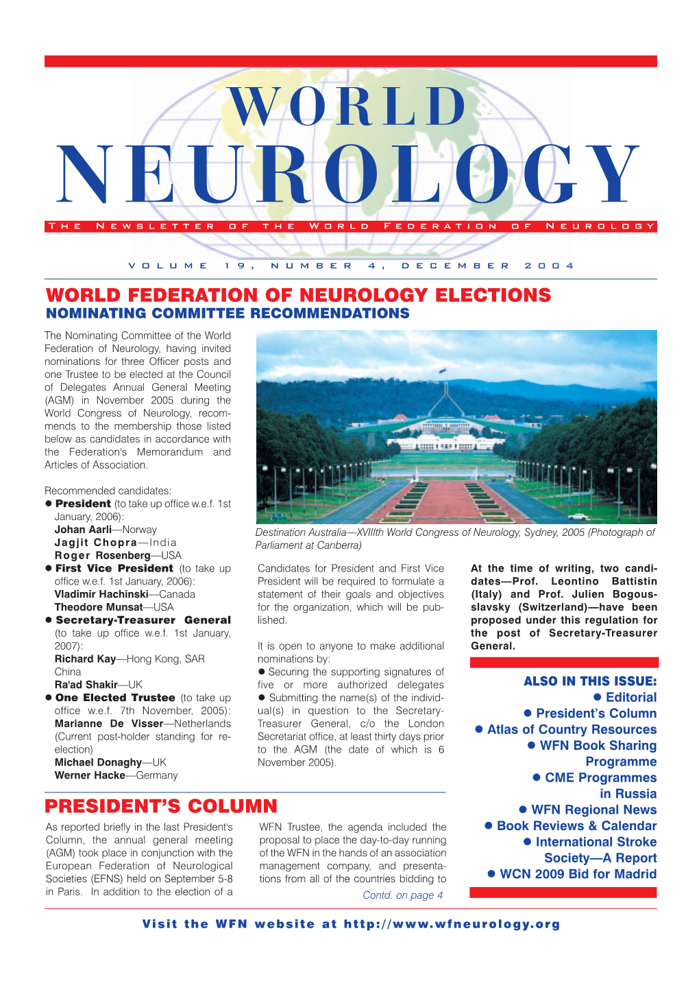 WORLD NEUROLOGY the Newsletter of the World Federation of Neurology