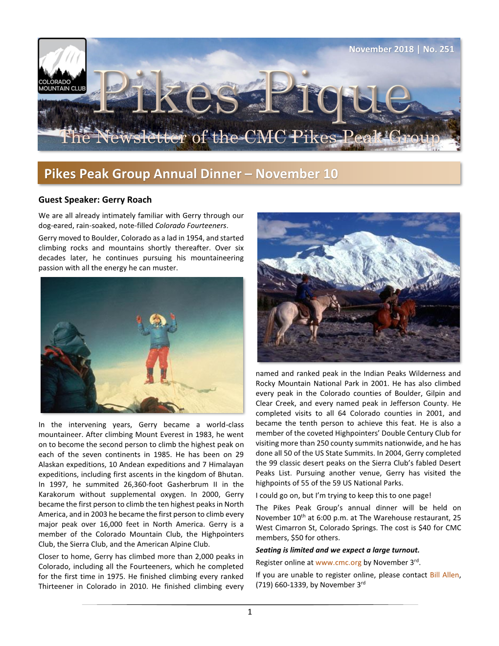The Newsletter of the CMC Pikes Peak Group