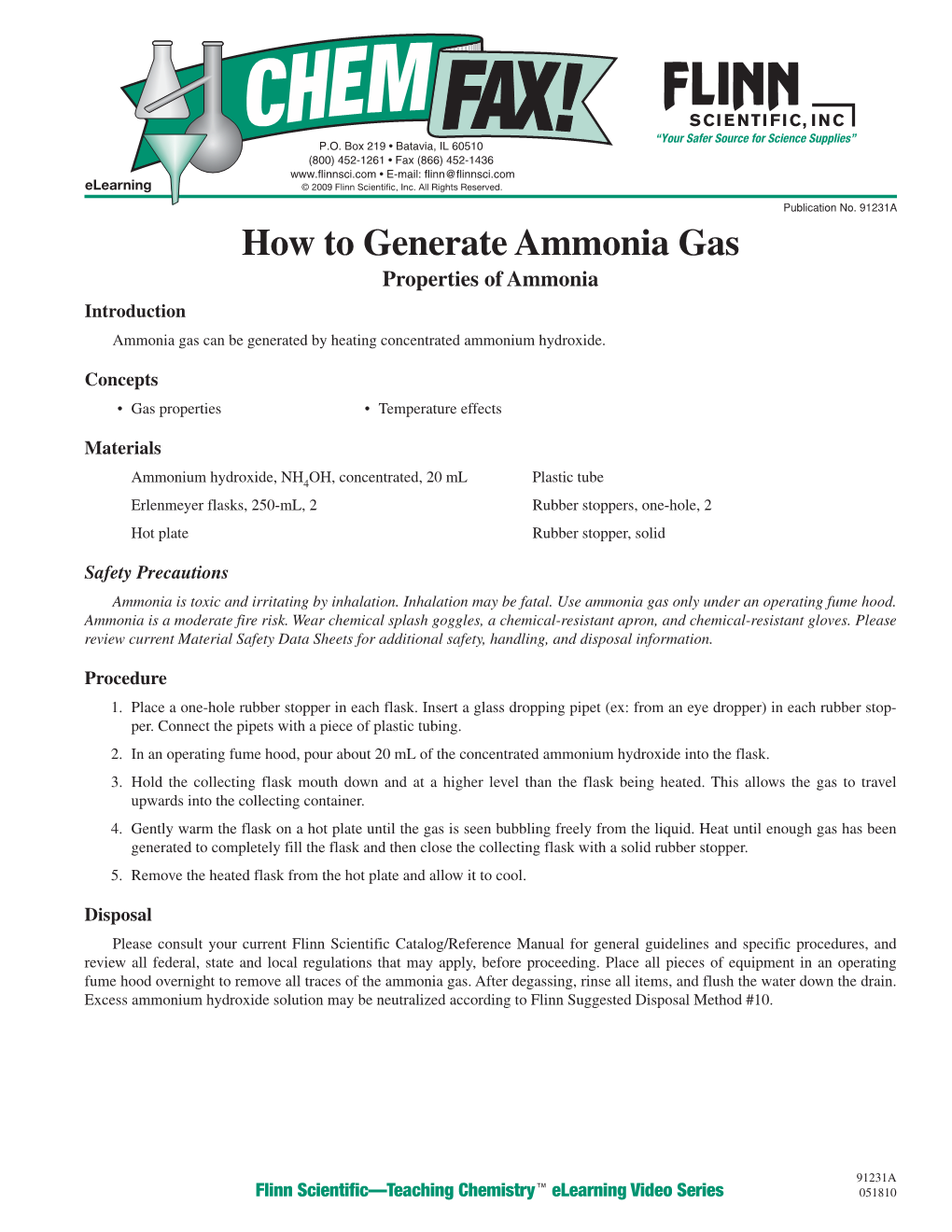 91231A How to Generate Ammonia Gas-Rev