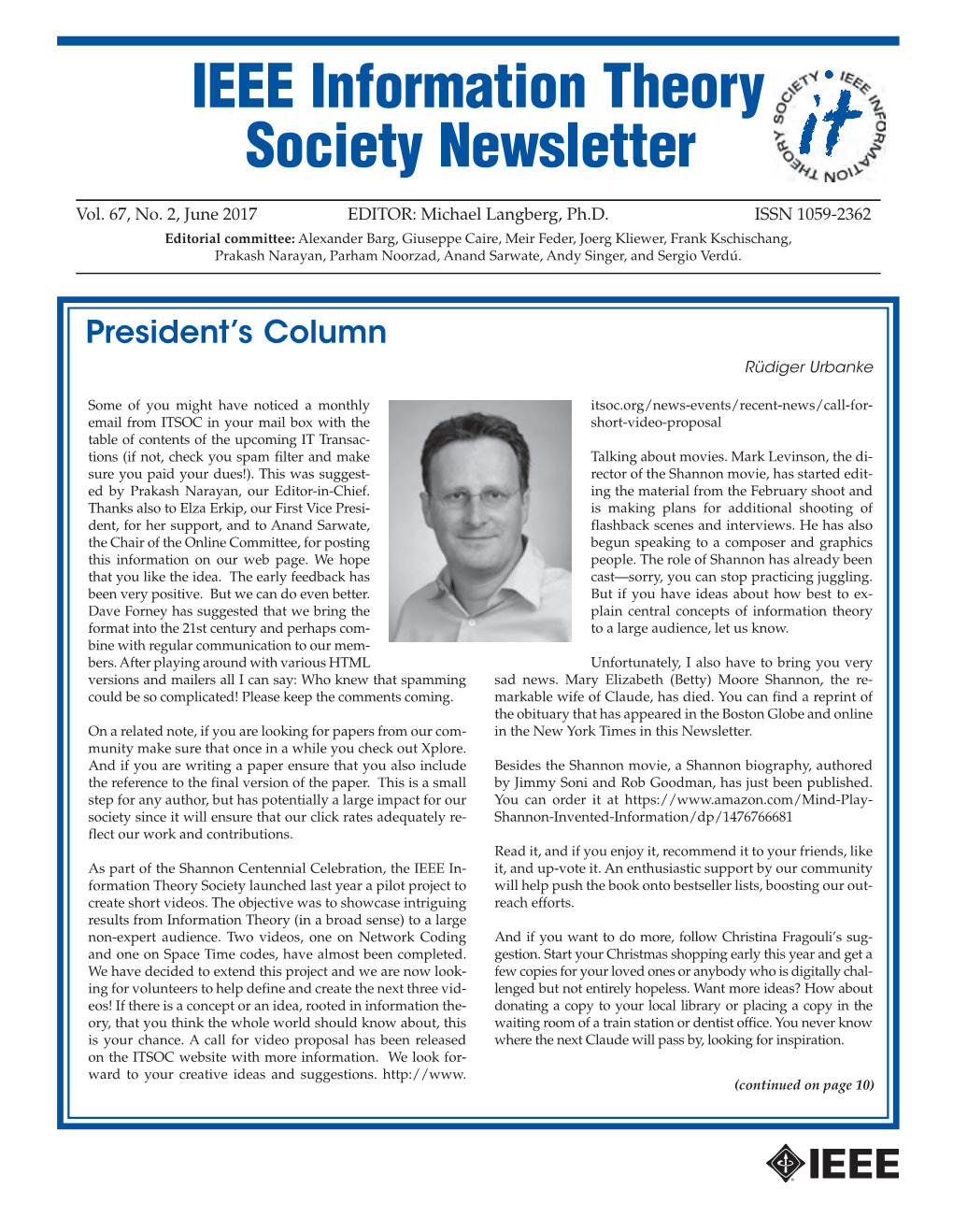 IEEE Information Theory Society Newsletter